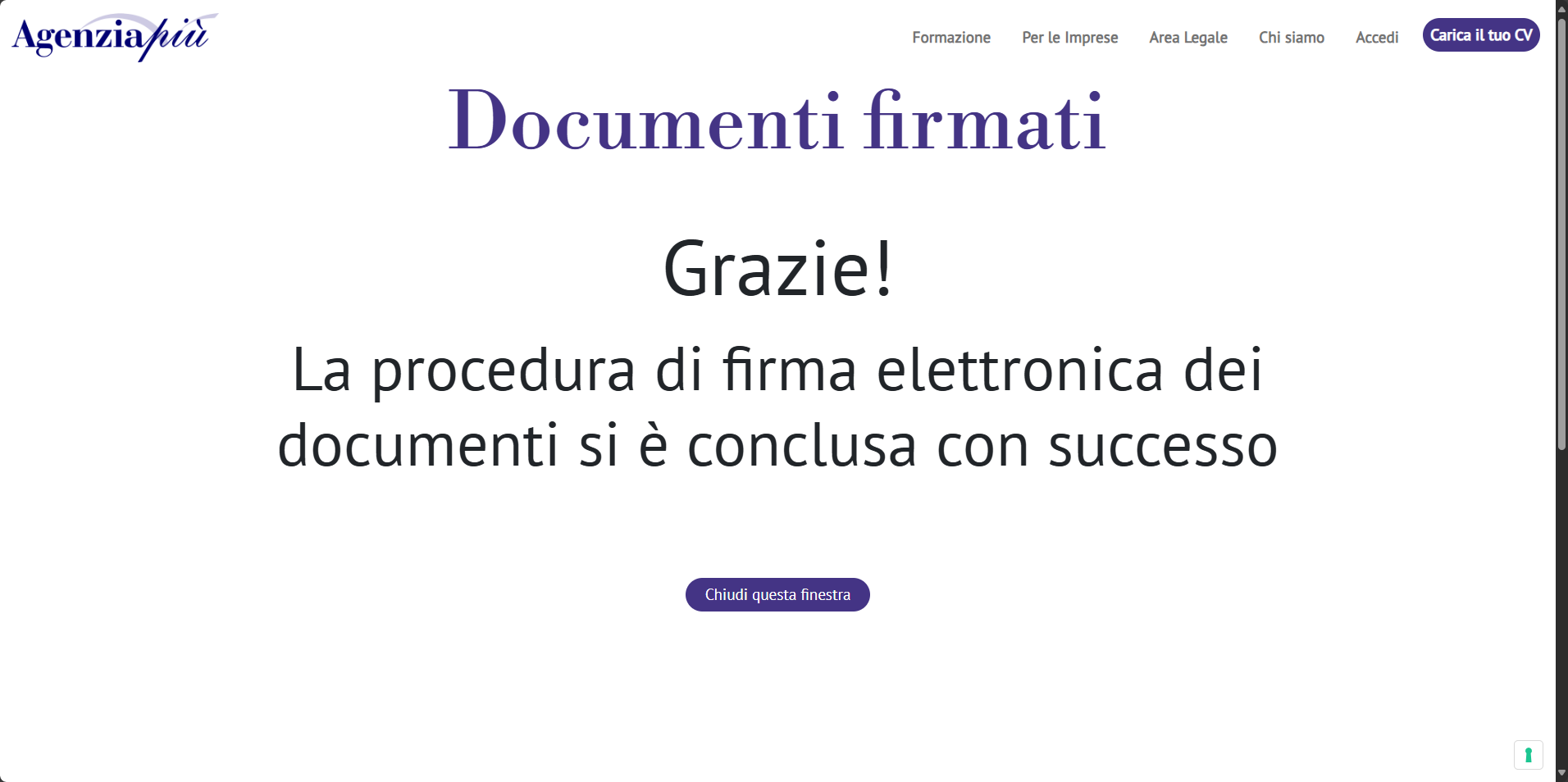 FEA - Procedura conclusa con successo Procedura conclusa con successo