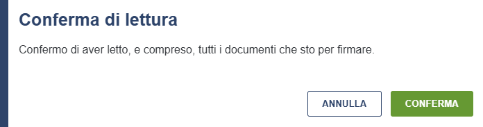 FEA - Conferma di lettura Conferma di lettura
