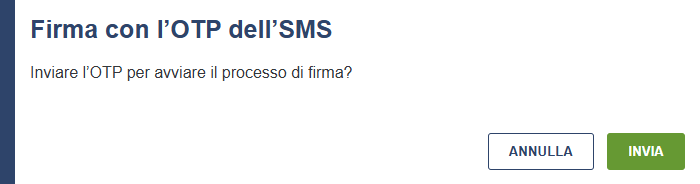 FEA - Conferma invio OTP Conferma invio OTP